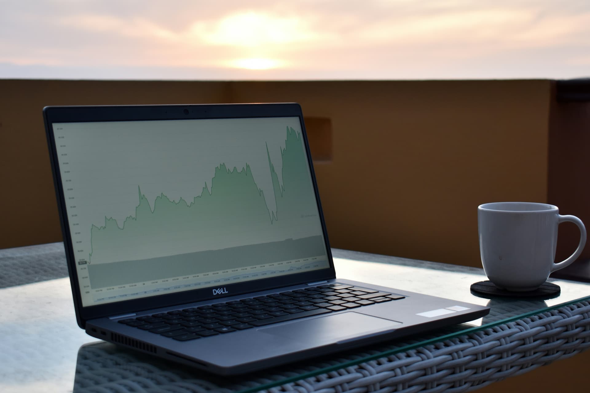 Person researching a cryptocurrency project on a laptop with charts and documents