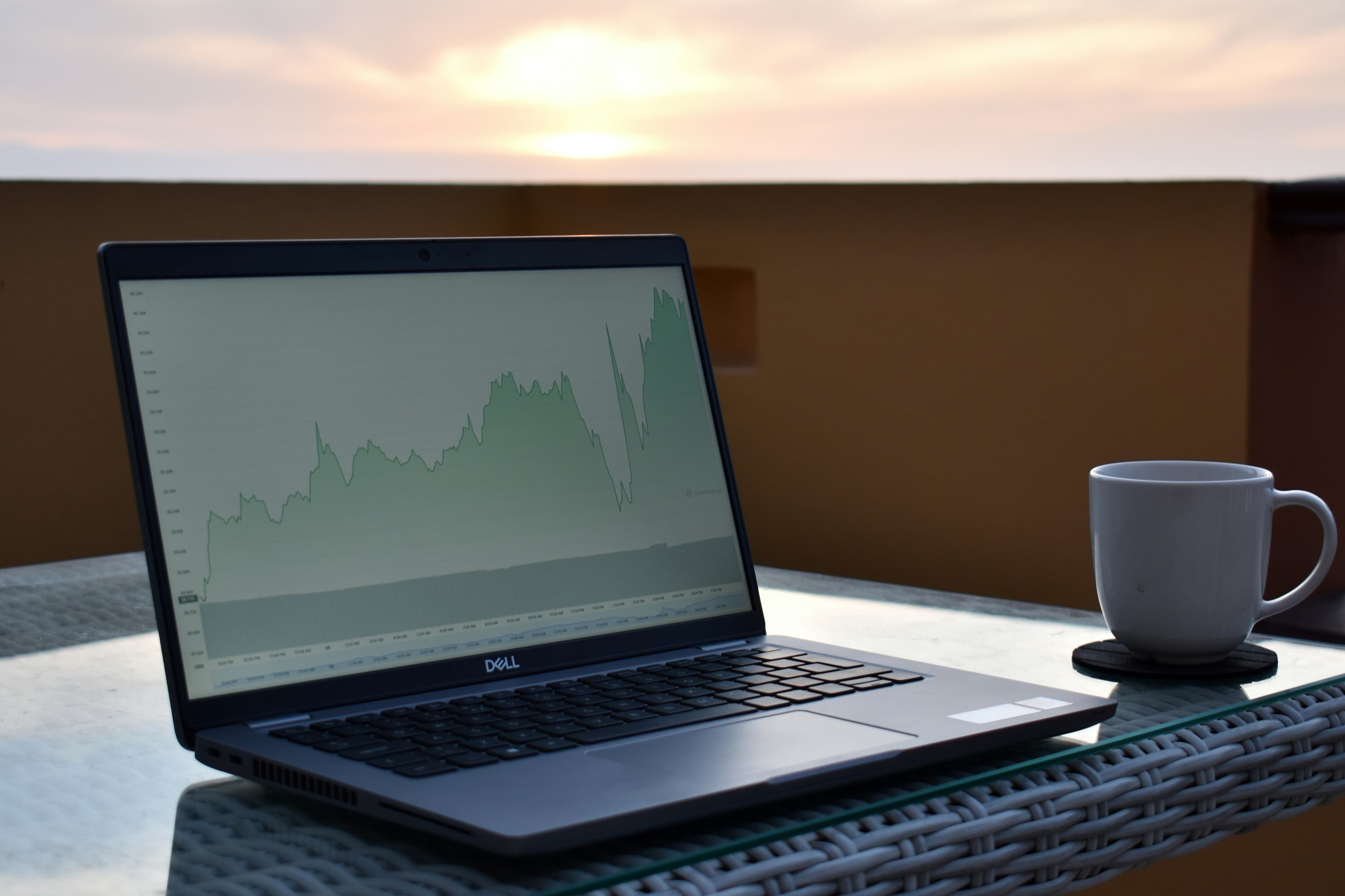 Person researching a cryptocurrency project on a laptop with charts and documents